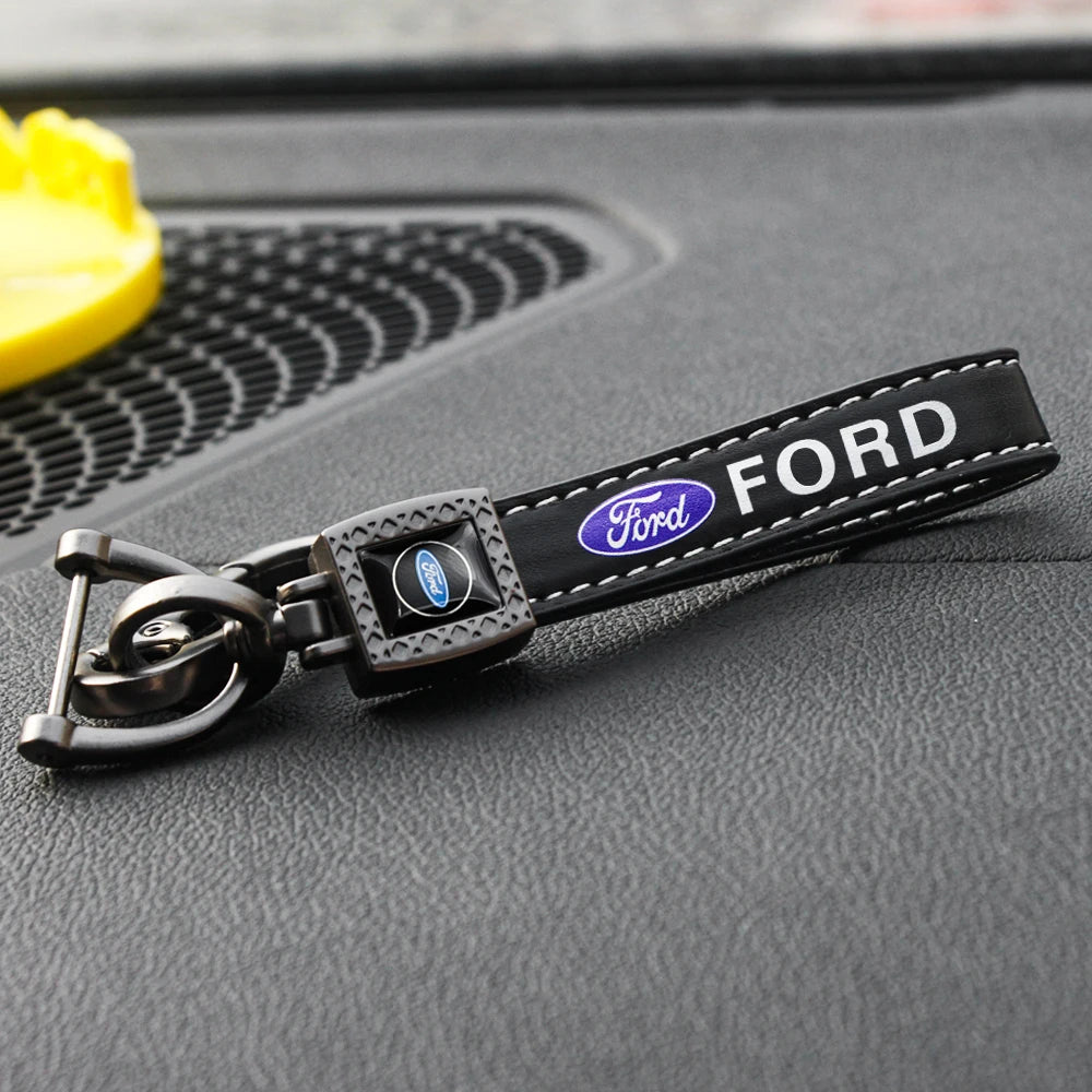 Ford, Metal, Leather Keyring