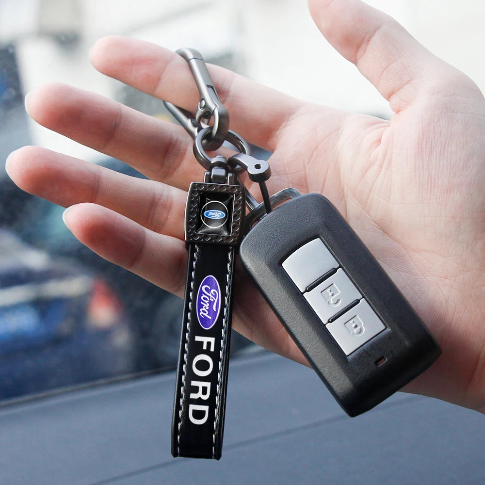 Ford, Metal, Leather Keyring