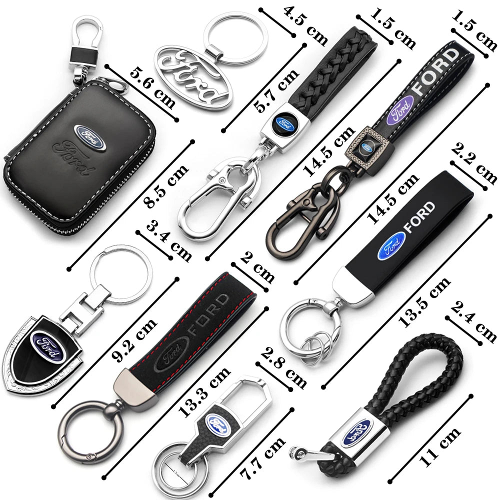 Ford, Metal, Leather Keyring