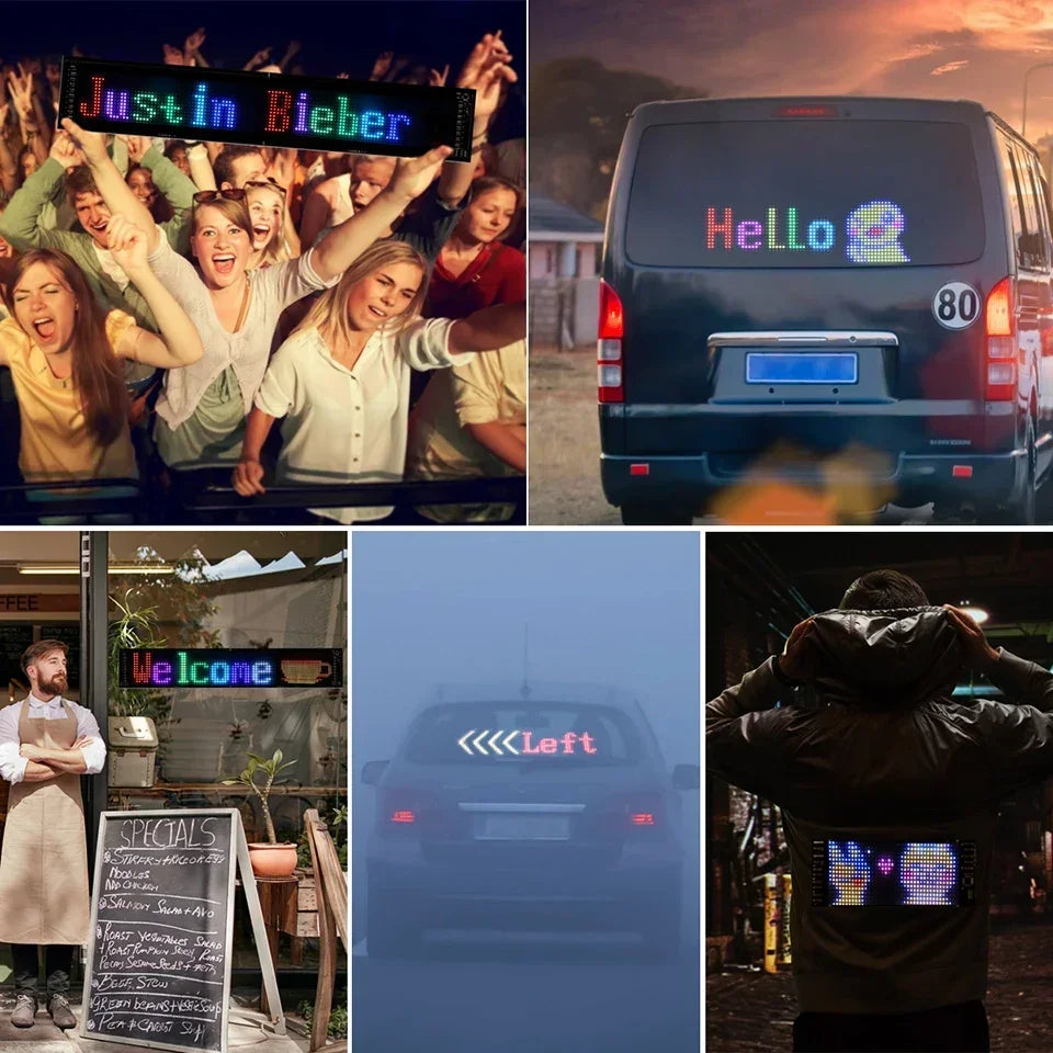 LED Sign Car Scrolling Advertising USB 5V Bluetooth App Control Logo Light Custom Text Pattern Animation Programmable Display - TheMotoringShow
