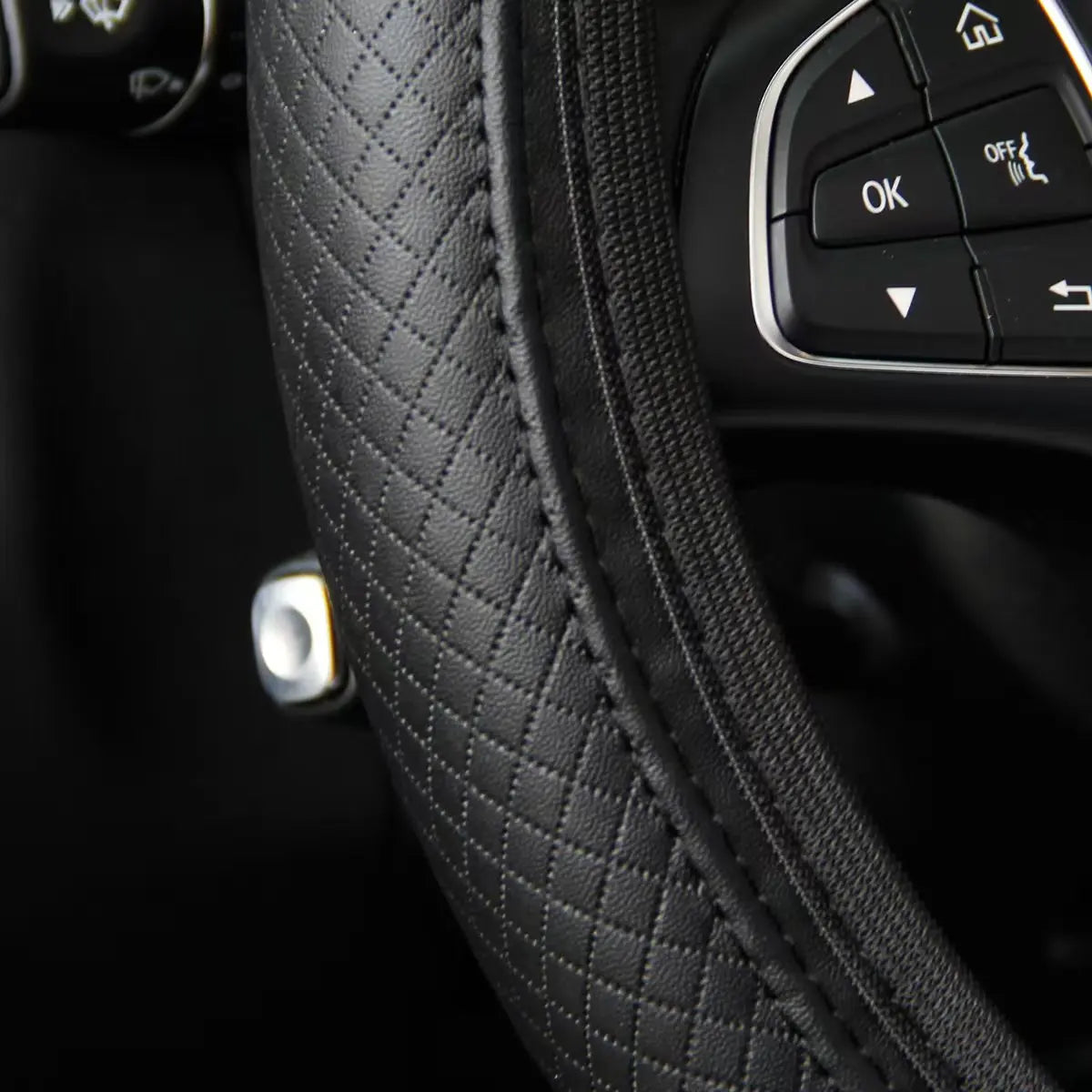 Fibre Embossed Car Steering Wheel Cover for 14.5-15Inches