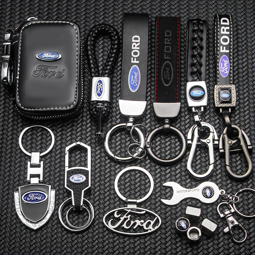 Ford, Metal, Leather Keyring