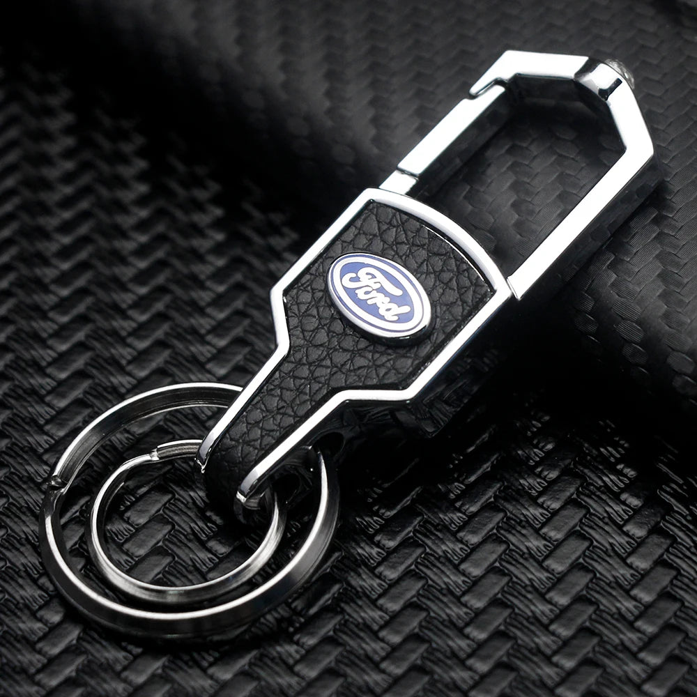 Ford, Metal, Leather Keyring