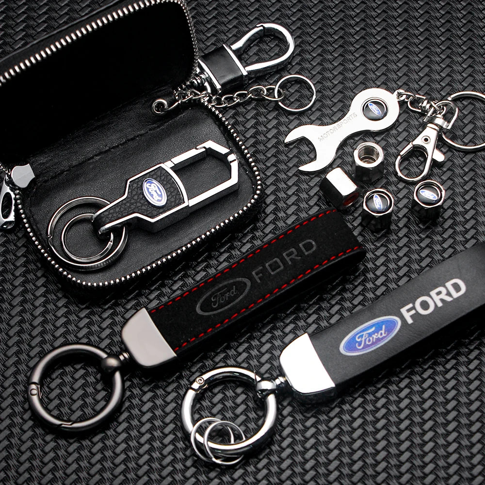 Ford, Metal, Leather Keyring