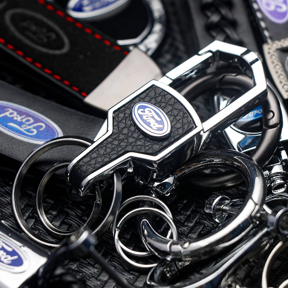 Ford, Metal, Leather Keyring