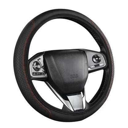 Fibre Embossed Car Steering Wheel Cover for 14.5-15Inches